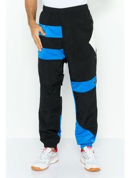 Men Regular Fit Brand Logo Jogger Pants, Black Combo