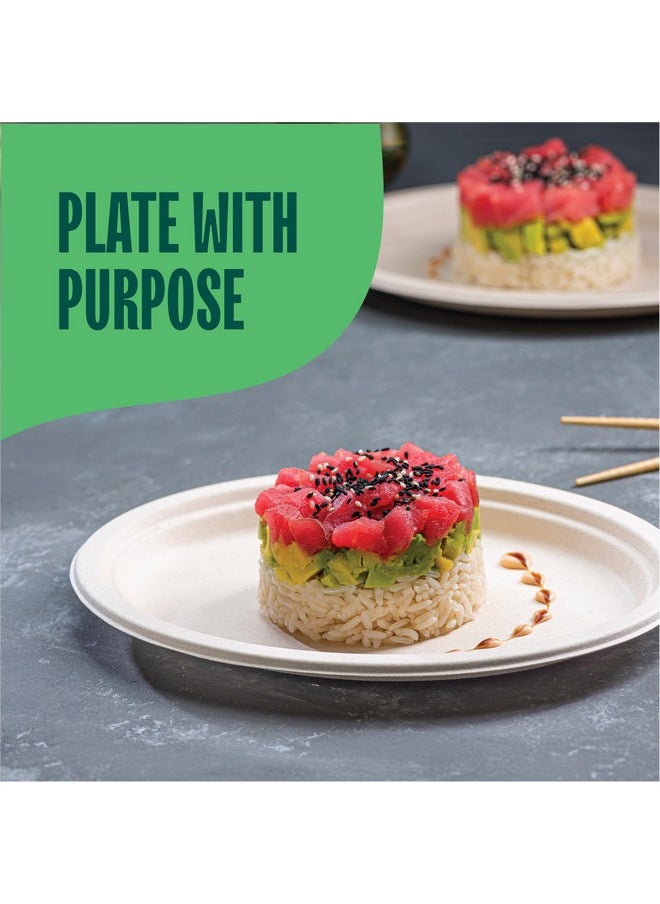 Stack Man 100% Compostable Oval Paper Plates [50-Pack] - {PFAS-Free} - {BPI Certified} - [10 Inch] Heavy Duty, Eco-Friendly, Biodegradable Bagasse Dinner Platters - Natural Brown 10" Oval Plates by Stack Man  - Image 3