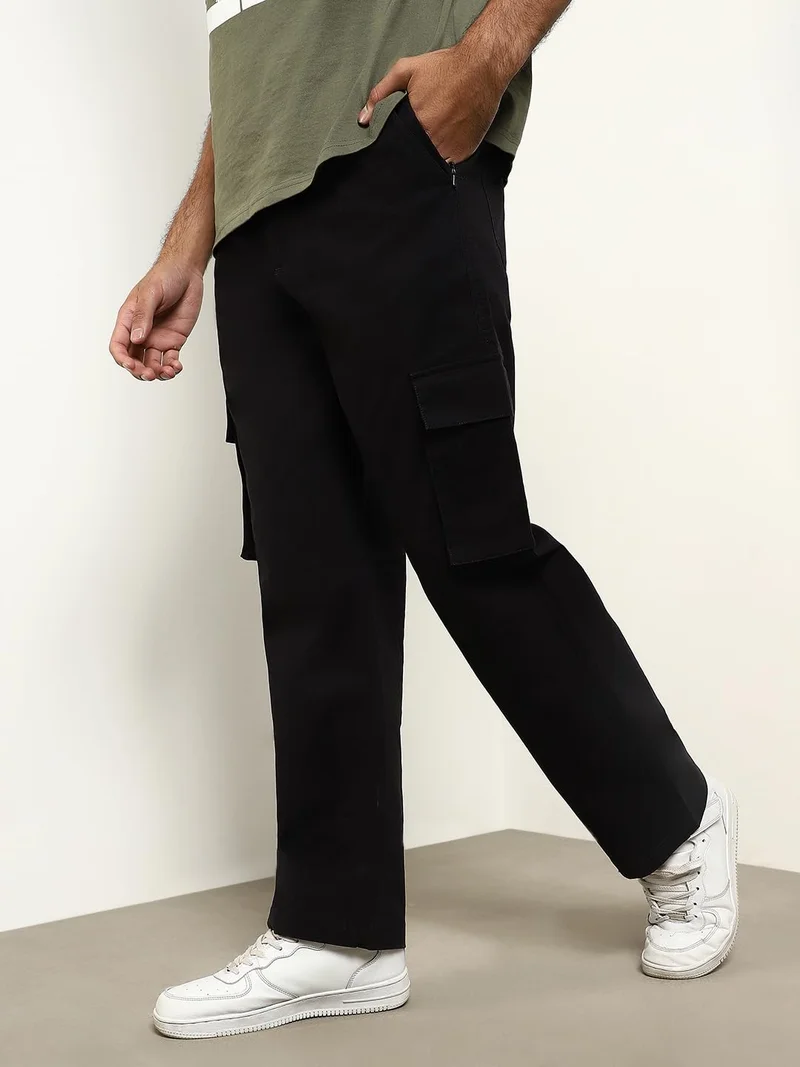 نوبيرو Men's Black Cargo Pants for Casual Wear