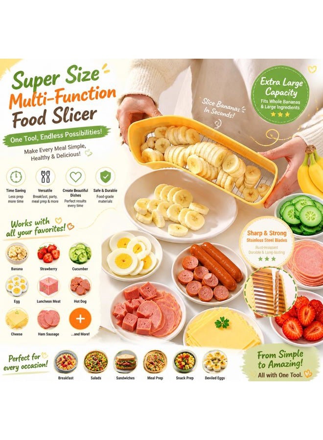 JAYVAR Extra Large Banana Slicer, Spam Slicer, Egg Cutter for Hard Boiled Eggs, Cheese Butter Cutter for Hot Dog Slicing, Multipurpose Strawberry Slicing Kitchen Gadgets for Fruits and Vegetables - Image 3