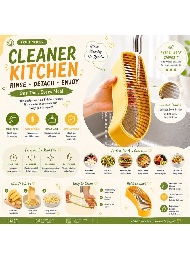 JAYVAR Extra Large Banana Slicer, Spam Slicer, Egg Cutter for Hard Boiled Eggs, Cheese Butter Cutter for Hot Dog Slicing, Multipurpose Strawberry Slicing Kitchen Gadgets for Fruits and Vegetables - Image 4