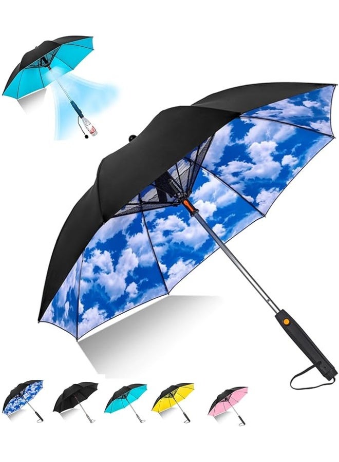 3 In 1 Umbrella with Fan,Umbrella with Fan and Mist Spray,Misting Shade Fan Umbrella,USB Rechargeable Sun Umbrella,UV Protection Compact Umbrella - Image 1