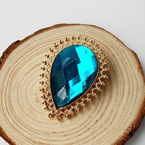 RareLove Vintage Blue Rhinestone Alloy Metal Teardrop Brooch For Women - Image 4
