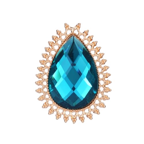 RareLove Vintage Blue Rhinestone Alloy Metal Teardrop Brooch For Women - Image 1