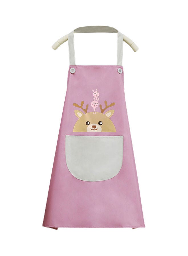 NIBEMINENT Waterproof Cartoon Cooking Apron Pink/White
