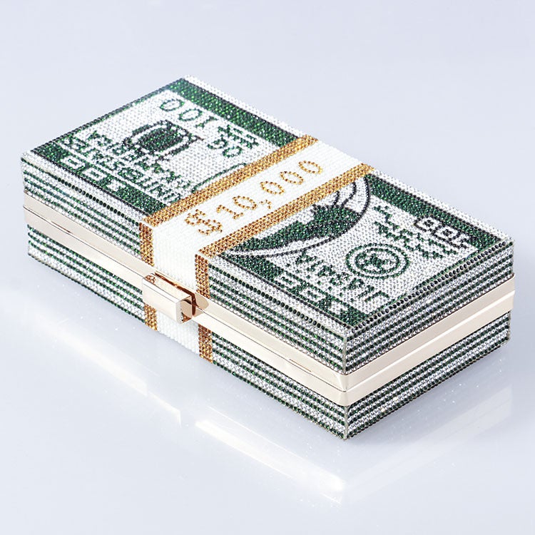 Glittering Dollar Clutch Evening Bag for Women Green
