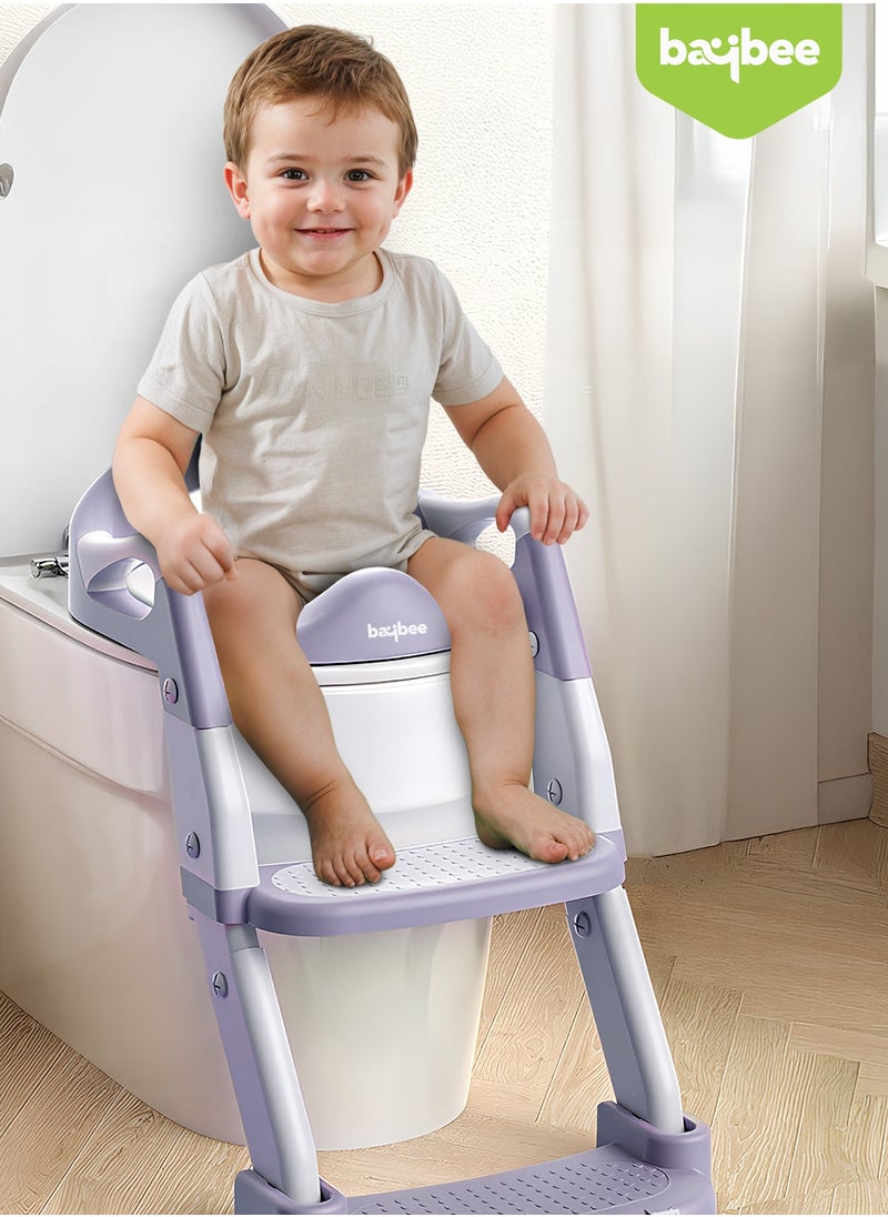 BAYBEE 3 in 1 Wobble Western Toilet Kids Potty Training Seat for Baby with Ladder & 6-Level Height Adjustable | Foldable Baby Potty Seat with Removable Bowl | Kids Toilet Seat | Potty Seat for Kids 1 to 8 years Purple  - Image 4