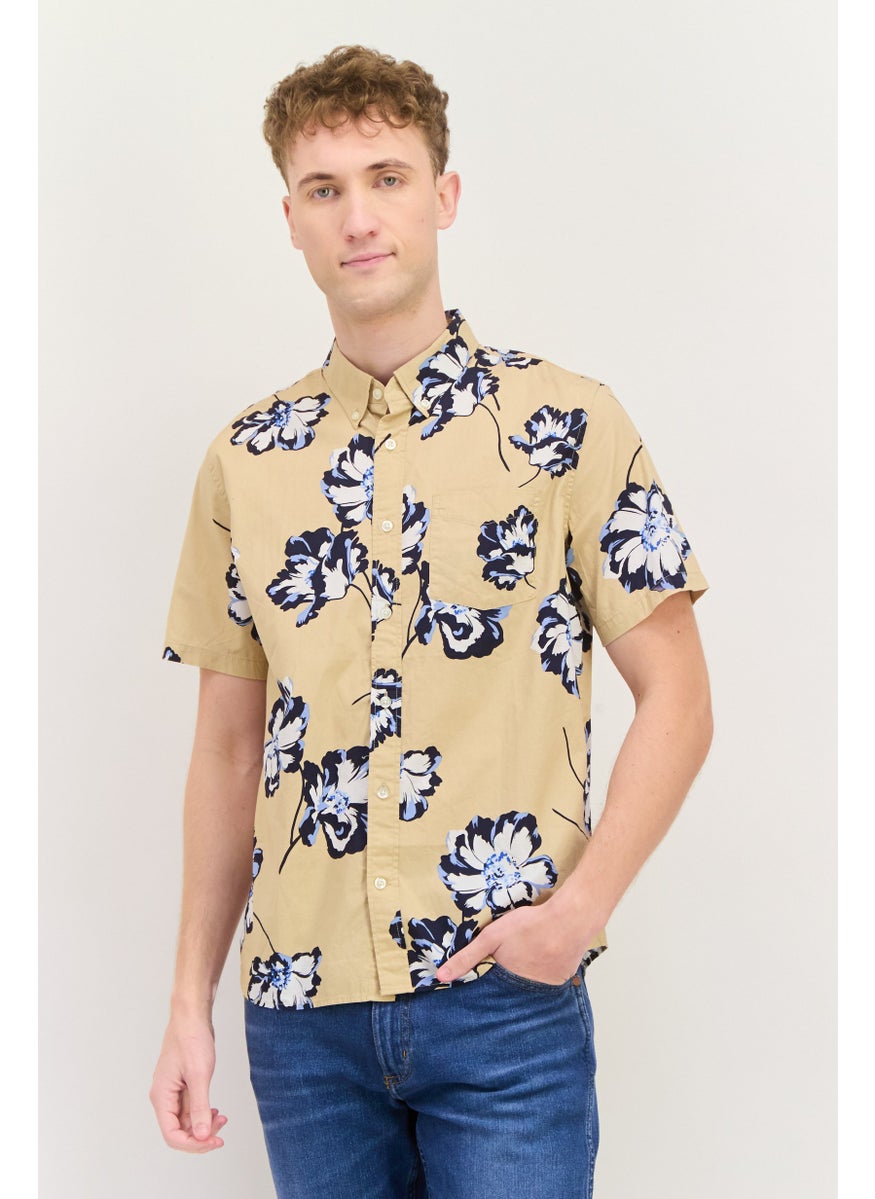 Men Standard Fit Floral Print Short Sleeves Casual Shirt, Beige - pzsku/Z6275B2A6EE2AE206B568Z/45/_/1737728210/1739fceb-3d3f-43d9-99bf-6e6ee43352f5