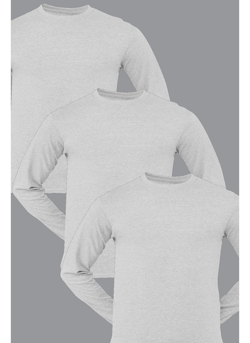 Rock&Roll Plain White Long Sleeve Men's T-Shirt 3-Piece Eco Pack  - Image 1