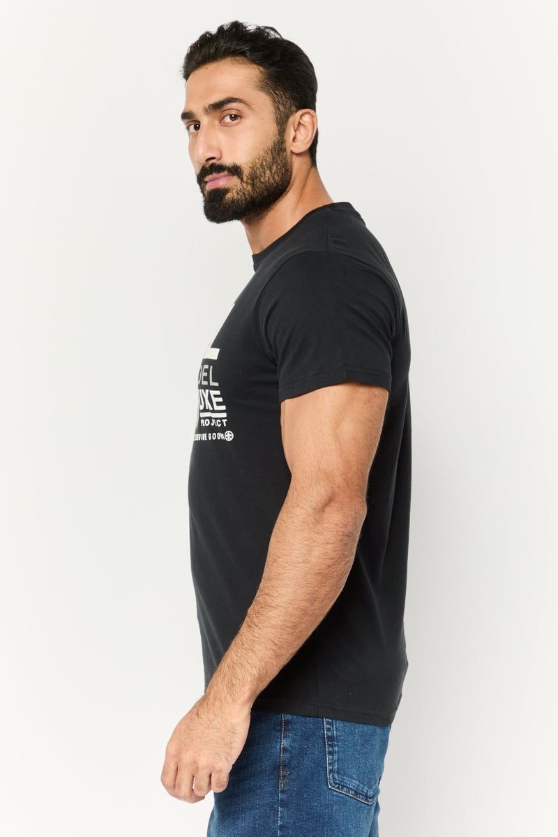 Henleys Men Crew Neck Short Sleeve Graphic Print T Shirt, Black - Image 3