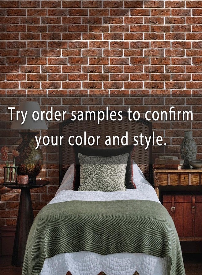 Commomy 3D Brick Wall Panels Peel and Stick - 12 pcs of 22.8" x 11.8" - Thin & UrltraLight Red Brick Wallpaper Stick on Tile for Kitchen, Bedroom, Living Room,TV Background,RV(Covers 22.48 sq.ft) - Image 2
