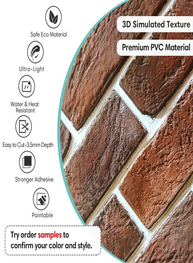 Commomy 3D Brick Wall Panels Peel and Stick - 12 pcs of 22.8" x 11.8" - Thin & UrltraLight Red Brick Wallpaper Stick on Tile for Kitchen, Bedroom, Living Room,TV Background,RV(Covers 22.48 sq.ft) - Image 3