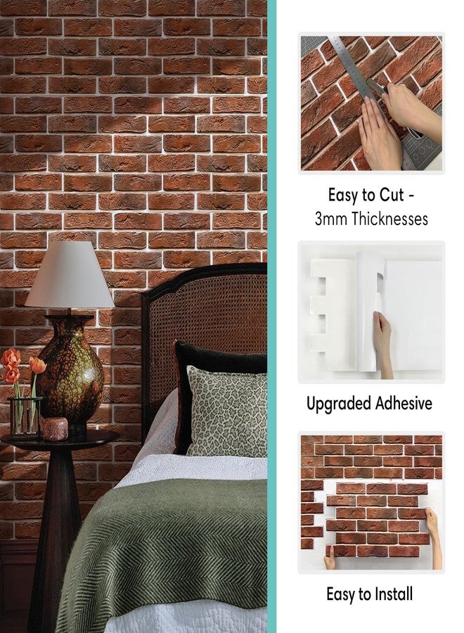 Commomy 3D Brick Wall Panels Peel and Stick - 12 pcs of 22.8" x 11.8" - Thin & UrltraLight Red Brick Wallpaper Stick on Tile for Kitchen, Bedroom, Living Room,TV Background,RV(Covers 22.48 sq.ft) - Image 4
