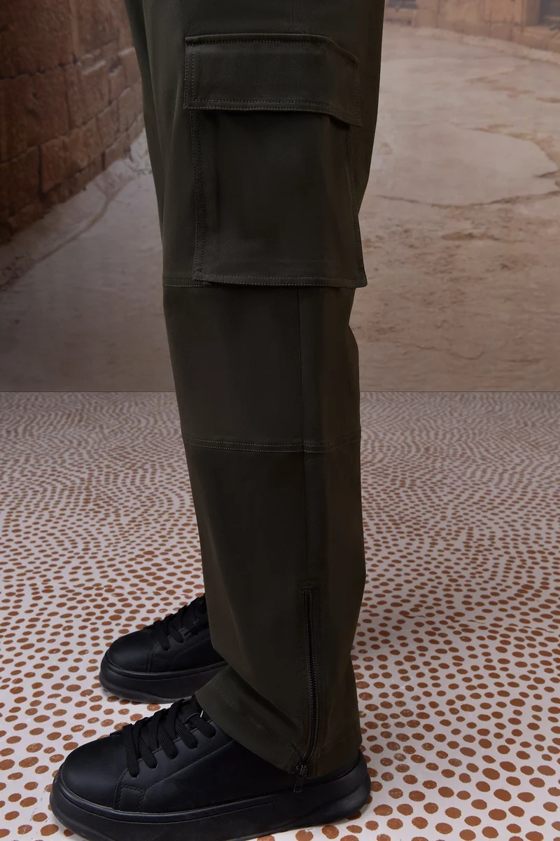 Genes Lecoanet Hemant Military GreenÂ Cotton Twill CargoÂ Trousers