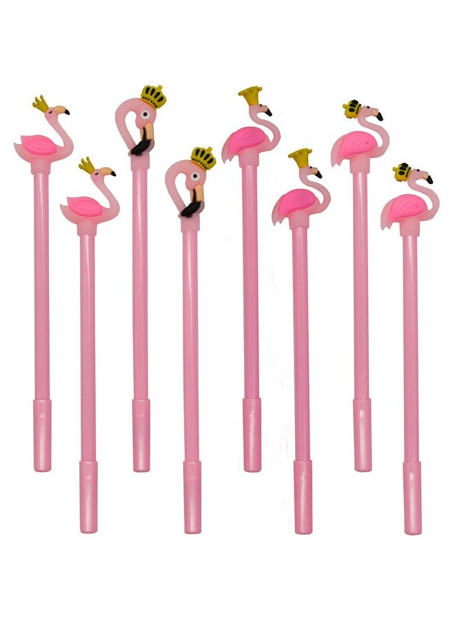 مايداهوي 12 قطعة من أقلام الجل على شكل طائر الفلامنغو، أقلام حيوانات كرتونية لطيفة بتصميم تاج جميل، حبر أسود للحفلات والمكتب والمدرسة والطلاب - Image 1