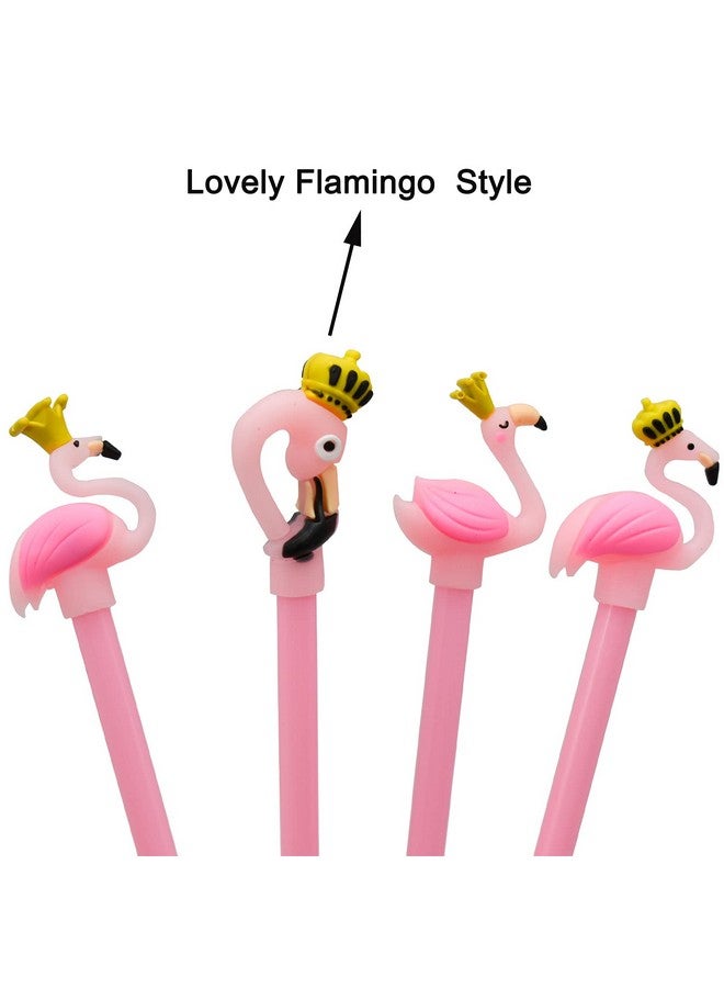 مايداهوي 12 قطعة من أقلام الجل على شكل طائر الفلامنغو، أقلام حيوانات كرتونية لطيفة بتصميم تاج جميل، حبر أسود للحفلات والمكتب والمدرسة والطلاب - Image 3