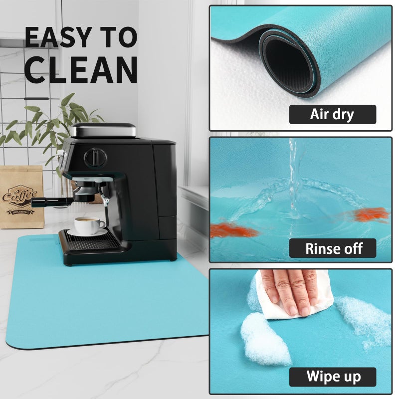 HotLive Coffee Mat - Absorbent Hide Stain Rubber Backed Dish Drying Mat for Kitchen Counter - Bar Mats for Countertops Accessories Fit Under Coffee Maker Espresso Machine - Image 4