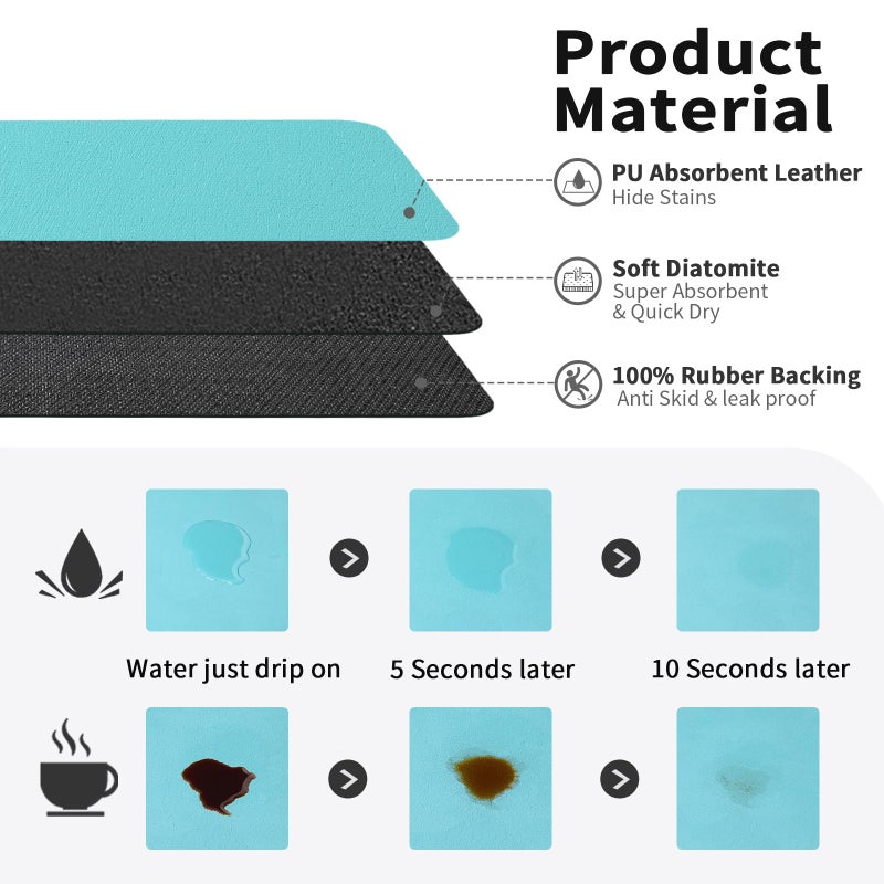 HotLive Coffee Mat - Absorbent Hide Stain Rubber Backed Dish Drying Mat for Kitchen Counter - Bar Mats for Countertops Accessories Fit Under Coffee Maker Espresso Machine - Image 2