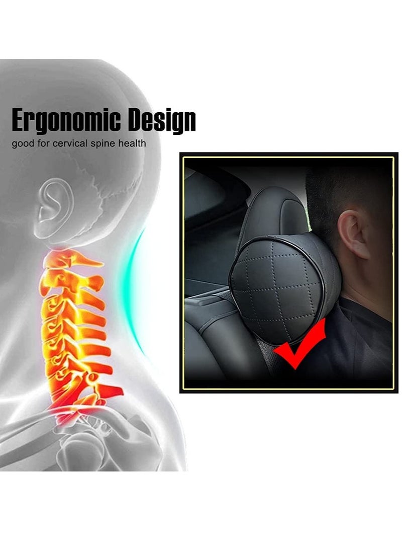 Neck Pillow for Car Seat, Memory Rebound headrest Cushion, Comfortable Leather can Provide The Best Support, Suitable Most Vehicles Black，Pack of 1 - Image 4