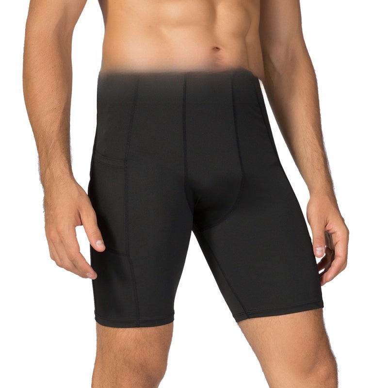 Men Workout Shorts: All Black L - 85% Polyester & 15% Spandex Sweat-Wicking Fabric, Compression Fit for Mobility, Flatlock Seams for Comfort - Men Active Shorts for Gym Training Outdoor Sports - Image 2