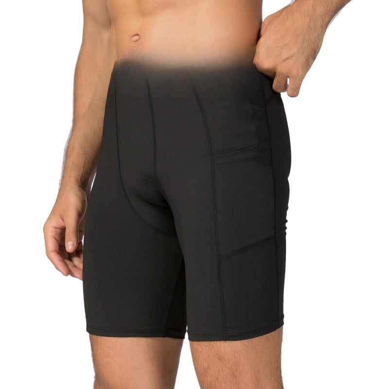 Men Workout Shorts: All Black L - 85% Polyester & 15% Spandex Sweat-Wicking Fabric, Compression Fit for Mobility, Flatlock Seams for Comfort - Men Active Shorts for Gym Training Outdoor Sports - Image 4