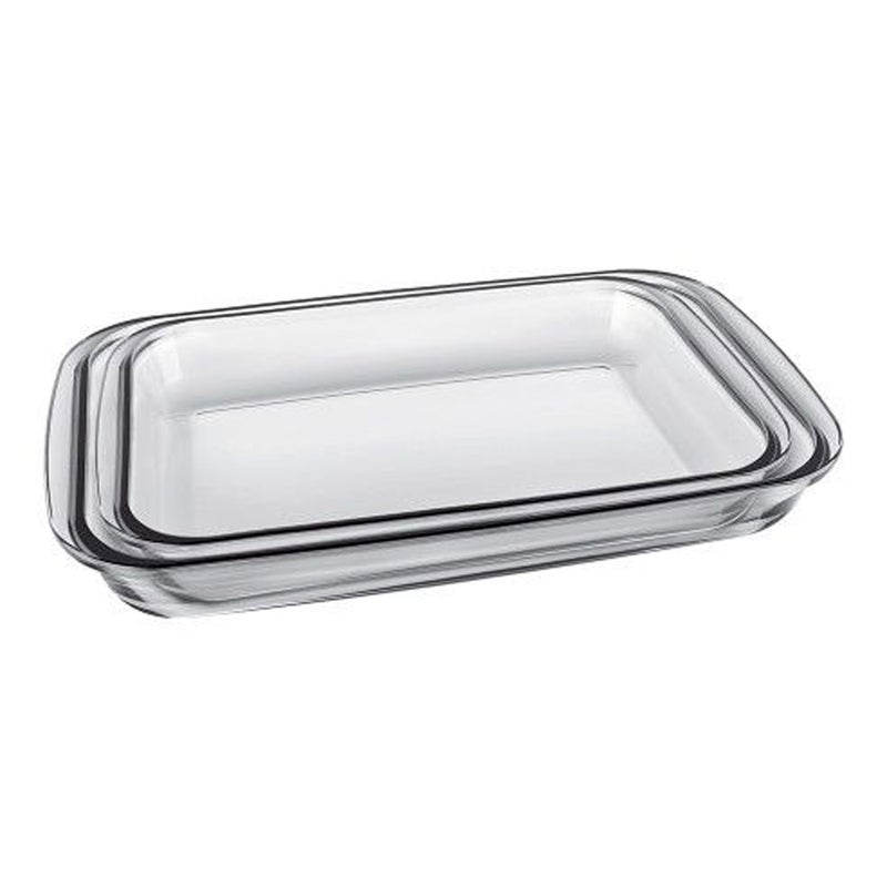 Marinex Glass 2-Piece Rectangular Roaster Set (2.2L + 2.9L) - Oven Safe Transparent Bakeware for Lasagna, Cakes, Brownies, Roasting & Casseroles  Heat Resistant Durable Glass Dish for Home & Kitchen - Image 2