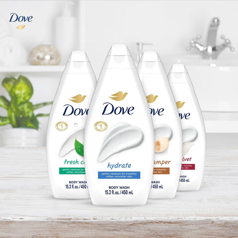 Dove Body Wash Variety 6-Pack â€“ Hydrate, Gentle Pamper, Fresh Care, and Silky Velvet, 15.2 Oz Ea - Image 5