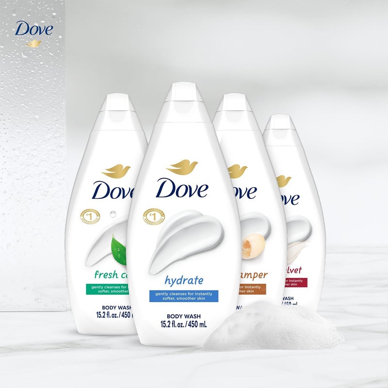 Dove Body Wash Variety 6-Pack â€“ Hydrate, Gentle Pamper, Fresh Care, and Silky Velvet, 15.2 Oz Ea - Image 4