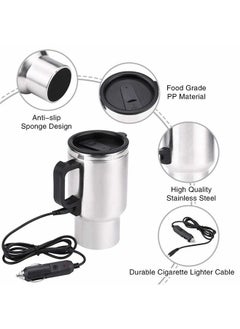 Toshionics 450ml Electric In-car Stainless Steel Travel Heating Cup Coffee Tea Car Cup Mug  - Image 3