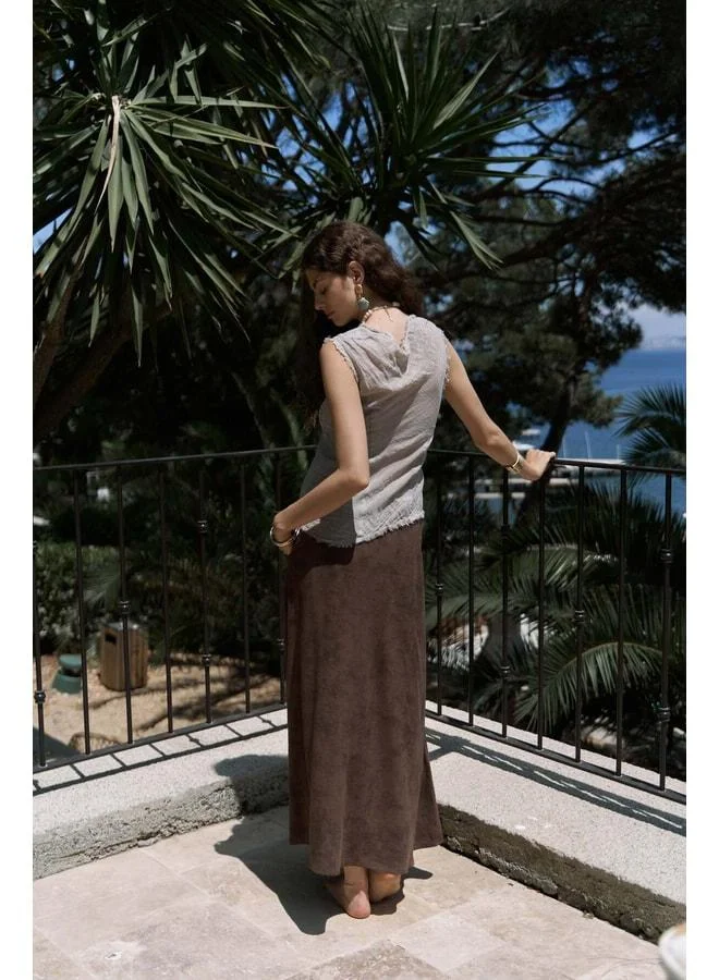 Bohemai  Veilinas Asymmetric Vizon Linen Crop. for Women | Best Price UAE