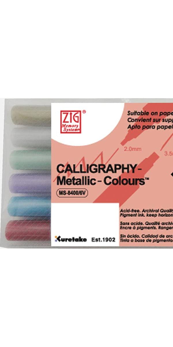 Zig MS-8400/6V Marker, 6 Count (Pack of 1), Metallic Assorted - Image 2