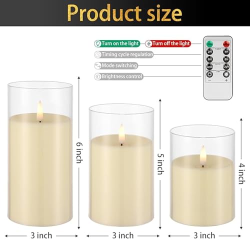 XERGY Acrylic Glass Battery Operated Flameless Led Candles (Pack of 3) Valentine's Gift For Home Decor Romantic Ambiance Aesthetic Dinning Table Decor,Transparent - Image 3