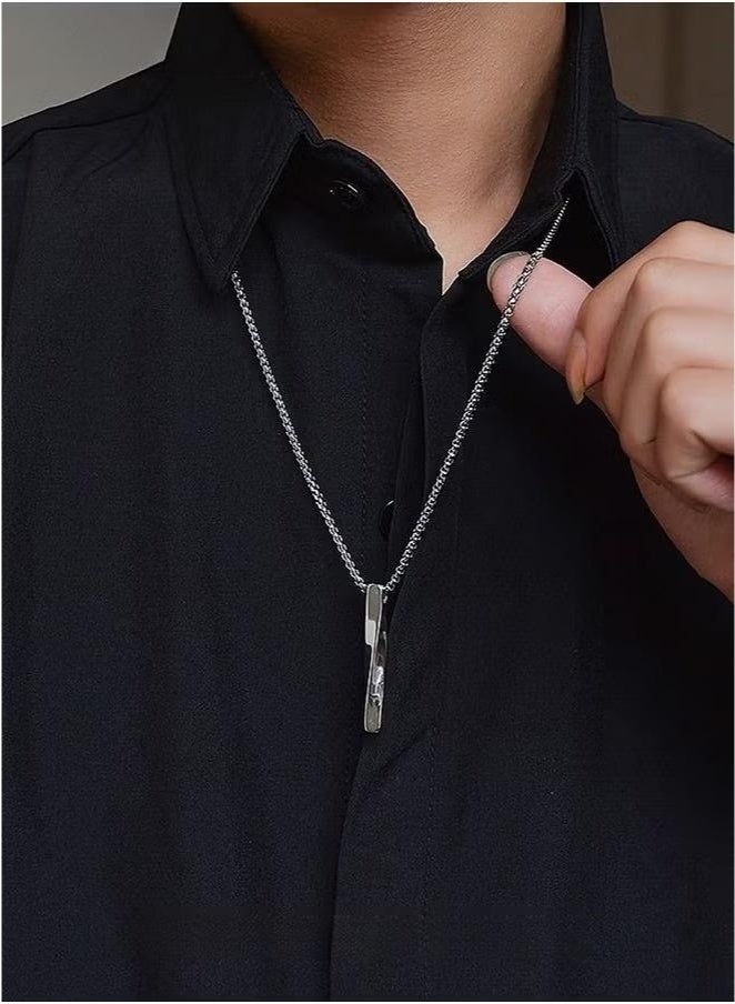 Casual Stylish Spiral Pendant Necklace Cool Sweater Chain for Men Women Silver - Image 3