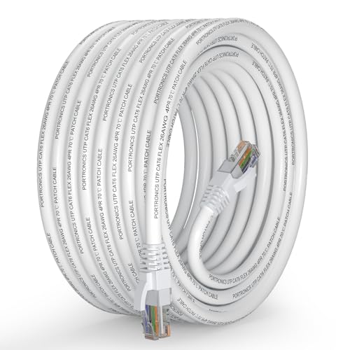 Portronics NetX10 CAT-6 Ethernet Cable 10M, RJ45 to RJ45 LAN Cable, 1000 Mbps Speed, 250 MHz Bandwidth, Copper-Plated Connectors & Copper Clad Wires, Durable PVC Build,for Router,PC,CCTV,Laptop(White) - Image 1
