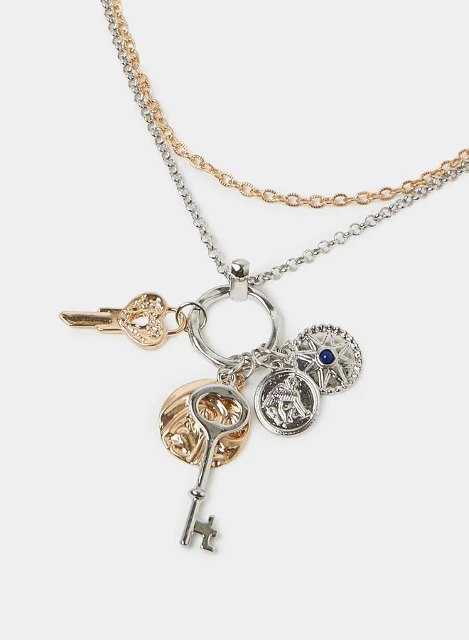 Styli  Multi-Tone Key Charm Pendant Necklace for Women | Best Price UAE