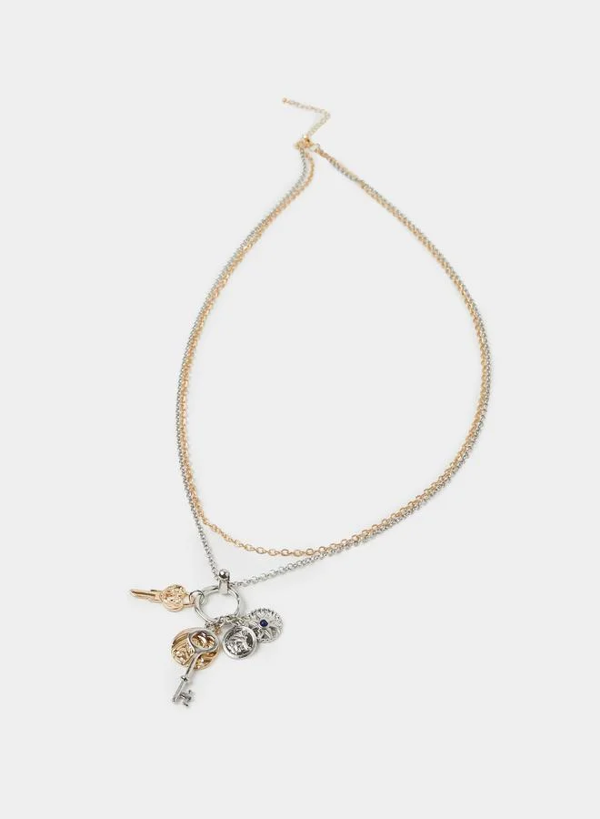 Styli  Multi-Tone Key Charm Pendant Necklace for Women | Best Price UAE