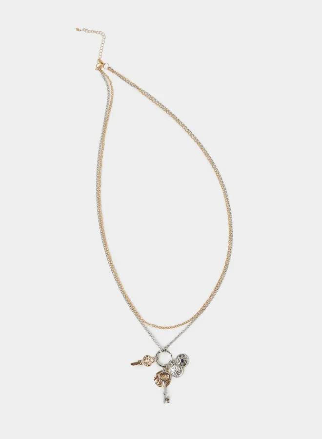 Styli  Multi-Tone Key Charm Pendant Necklace for Women | Best Price UAE