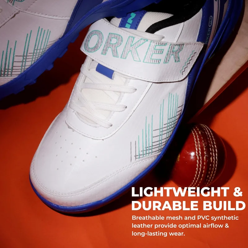 نيفيا Nivia Yorker 2.0 Cricket Shoes for Men - Synthetic Leather Upper with Velcro Strap and Round Stud PVC Outsole