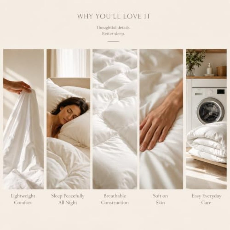 Good Sleep Duvet Comforter - King 220x240cm All-Season Ultra-Soft Microfiber Fill Lightweight, Fluffy and Breathable White Hotel-Quality Quilt Made in UAE - Image 4