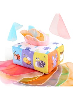 Generic Hot Sale Baby Tissue Box With Pompom Puzzle Baby Cloth Book With Ringing Paper Hand Tear Baby Toys-Color:NO.1906-8A Tissue Box (3 Ringing Paper Square Scarves +8 Silk Scarves +3 Pompom) 79.8g  - Image 3