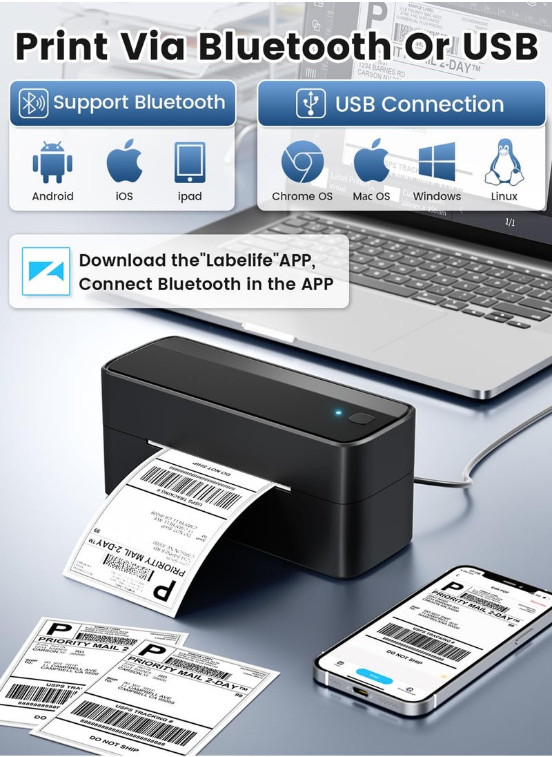 XiuWoo Shipping Label Printer, 241BT 4X6 Wireless Thermal Label Printer for Small Business, Labels Printers for Shipping Package, Compatible with iPhone, Android, Black  - Image 2