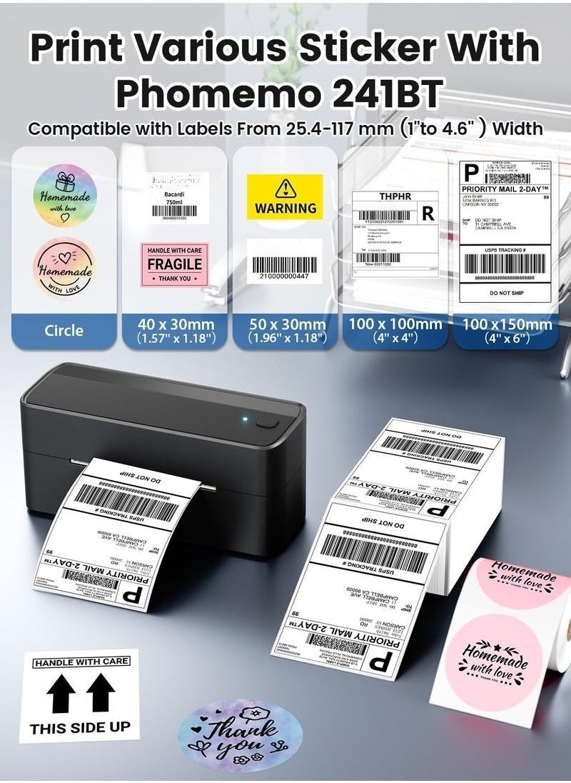 XiuWoo Shipping Label Printer, 241BT 4X6 Wireless Thermal Label Printer for Small Business, Labels Printers for Shipping Package, Compatible with iPhone, Android, Black  - Image 4