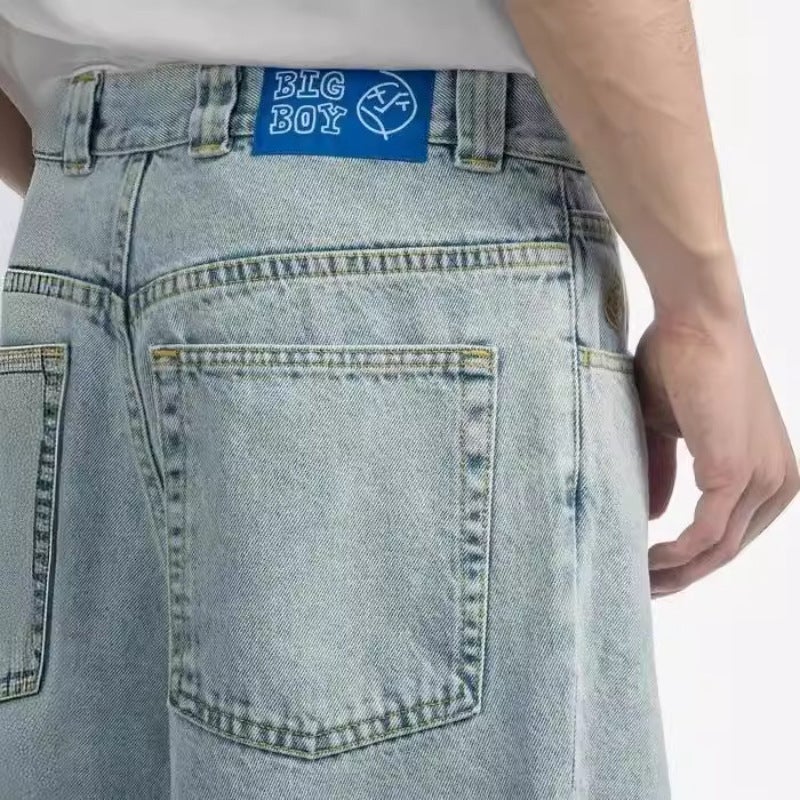 جينز بولار بيغ بوي تصميم كرتوني ي2ك هاراجوكو هيب هوب جينز فضفاض أزرق للرجال - Image 2
