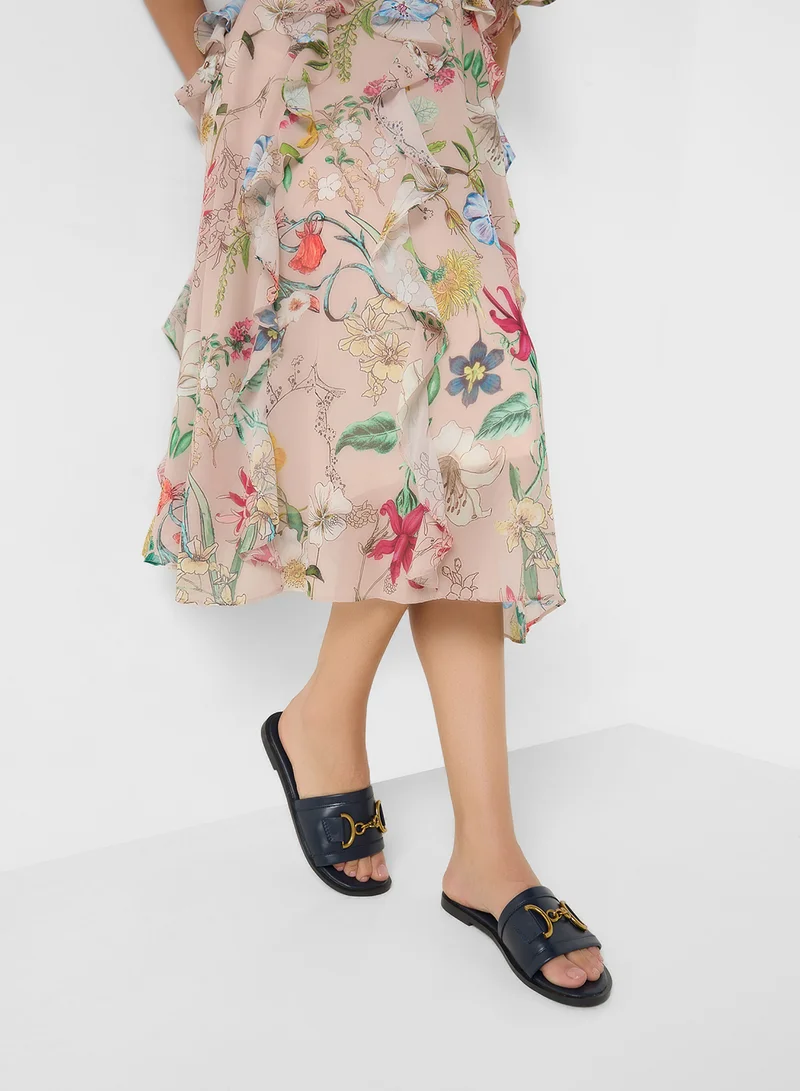 ELLA Navy Classic Flat Sandals for Women | Best Price UAE