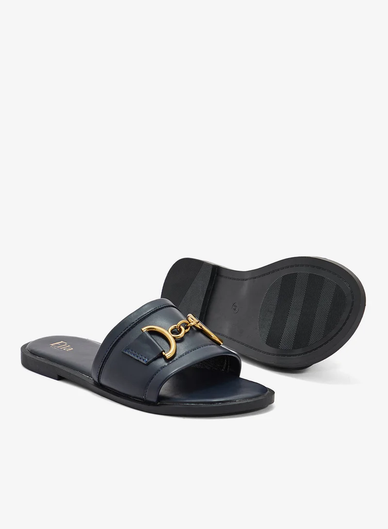 ELLA Navy Classic Flat Sandals for Women | Best Price UAE