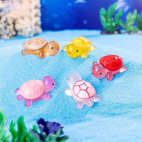 Amiqus 5 pc Luminous 3D Turtle Statues Colourful Semi-Transparent Plastic Ornaments, Suitable for DIY Crafts, Party Favours, Classroom Rewards and Beach Themed Events (5pc Mix Colour) - Image 2