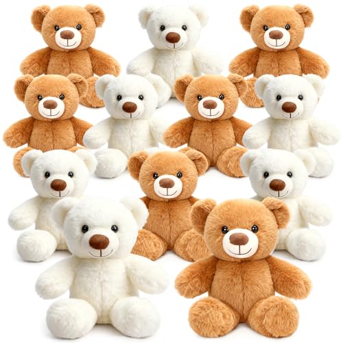 LaRandom 12 Pcs Bears Stuffed Animal Bulk 10 Inch Cute Small Stuffed Bear Plush Toy for Birthday Baby Shower Party Decorations Centerpieces Favors - Image 1