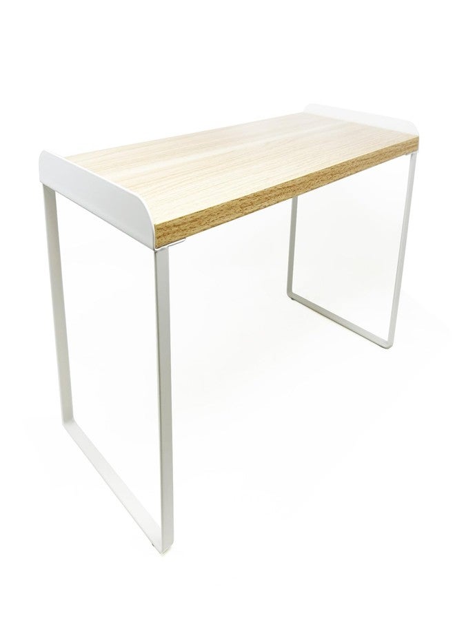 Mitus Shelf Organizer and Storage, Tiered Wood Cabinet Rack for The Kitchen Counter, Bathroom Counter, Pantry Cupboard, Office Desk Bookshelf, 16" Wide Natural and White (Large) - Image 1