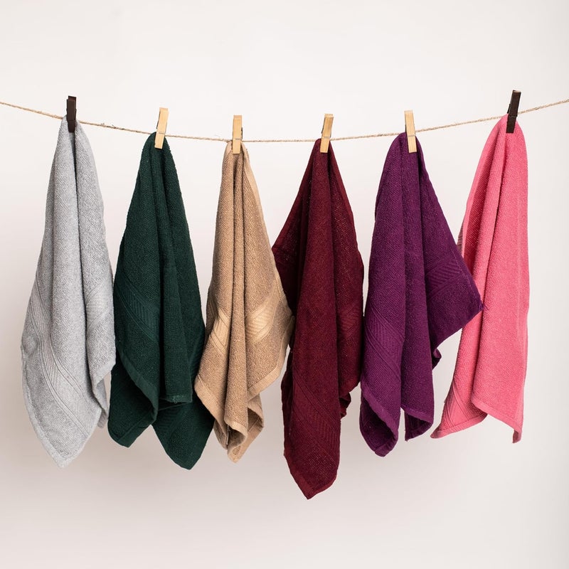 Furnofy Premium Cotton Hand Towels Set of 6 Ultra Soft Highly Absorbent QuickDry for Gym Kitchen Pool Travel Home 40x60 cm Vibrant Multicolor - Image 4