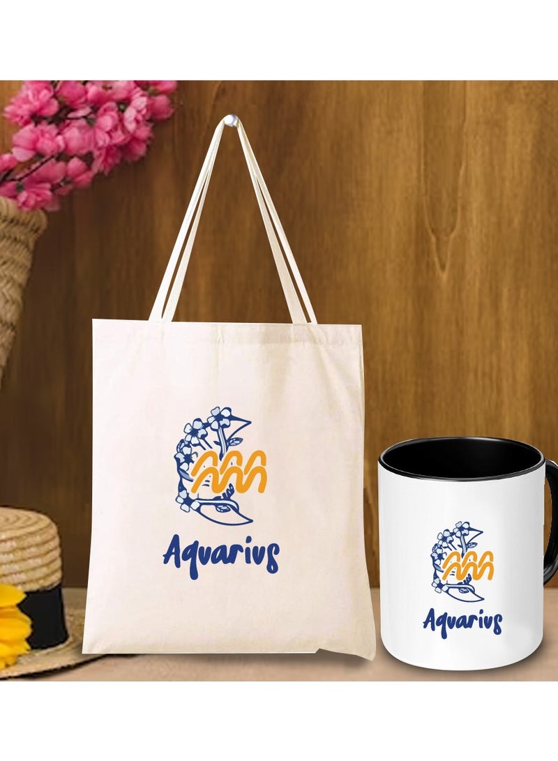 PRINTSHOP4ME Zodiac Pack of 2 Combo - Eco-Friendly Cotton Tote Bag and Two-Tone Coffee Mug Set - Perfect Astrology Gift - GiftSet for Astrology Fans - Image 3